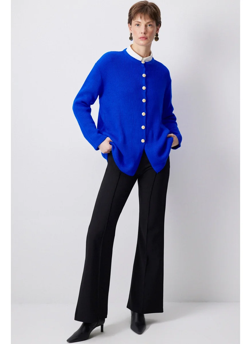 Touche Gold Buttoned Long Cardigan