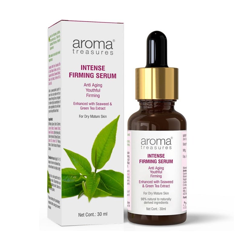 Aroma Treasures Intense Firming anti ageing face serum for dry mature skin type 30ml 98 Natural to Naturally Derived Ingredients enriched with Seaweed Green Tea extracts - Image 1