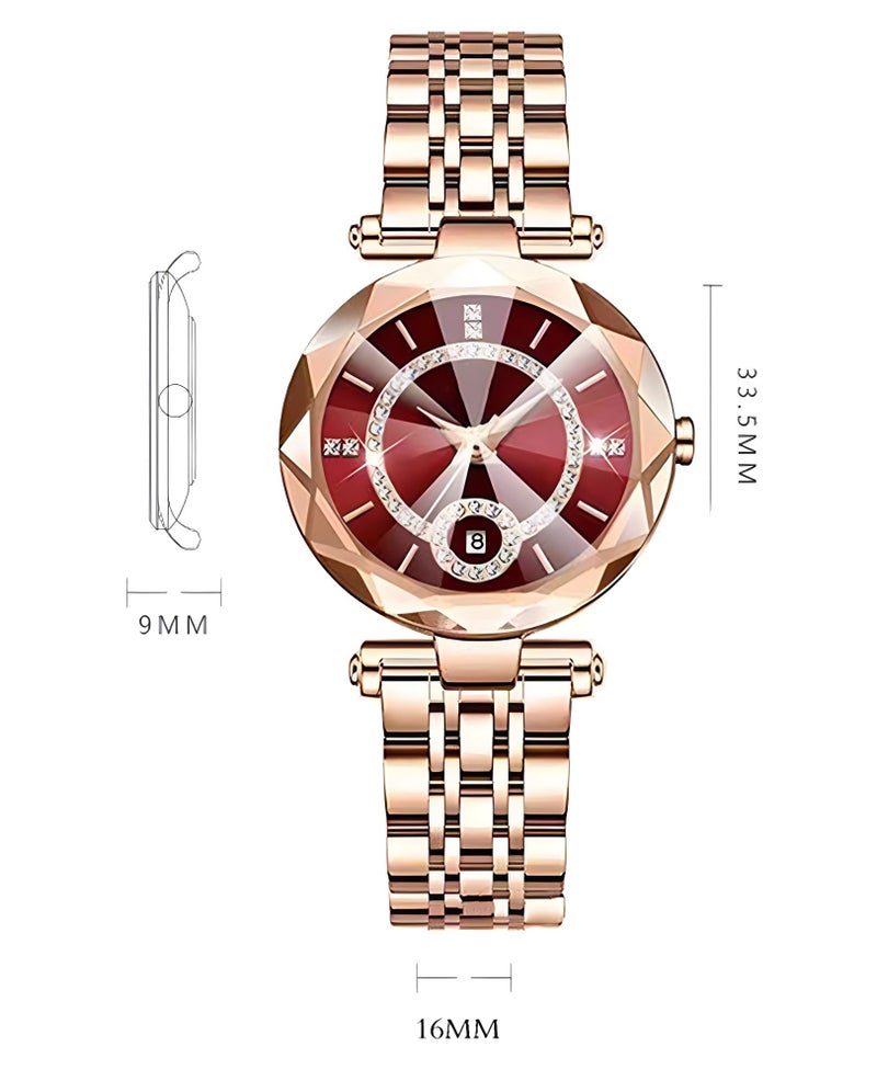 Reginald Women Watches with Bracelet Rose Gold for Lady Elegant Stainless Steel Strap Fashion Analog Creative Dial Women's Wrist Watches (Rose Gold) - Image 3