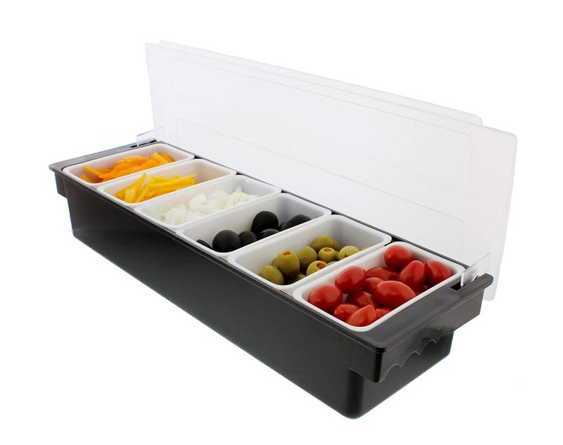 E - Ezra E-EZRA Ice Cooled Condiment Serving Container Chilled Garnish Tray Bar Caddy for Home Work or Restaurant - Image 1