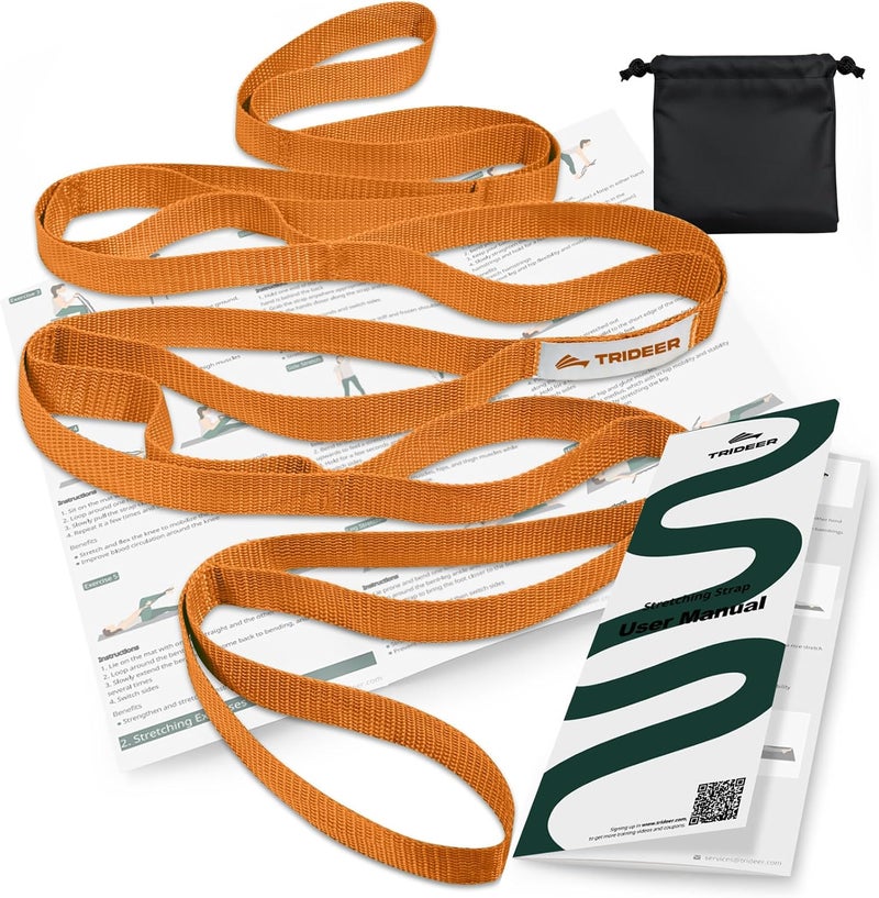 Trideer Stretching Strap Yoga Strap for Physical Therapy, 10 Loops Yoga Straps for Stretching, Non-Elastic Stretch Strap for Pilates, Exercise, Stretch Band for Women & Men - Image 1