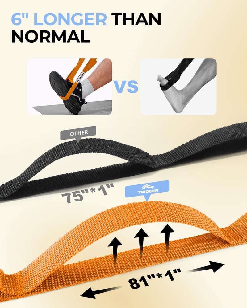 Trideer Stretching Strap Yoga Strap for Physical Therapy, 10 Loops Yoga Straps for Stretching, Non-Elastic Stretch Strap for Pilates, Exercise, Stretch Band for Women & Men - Image 3