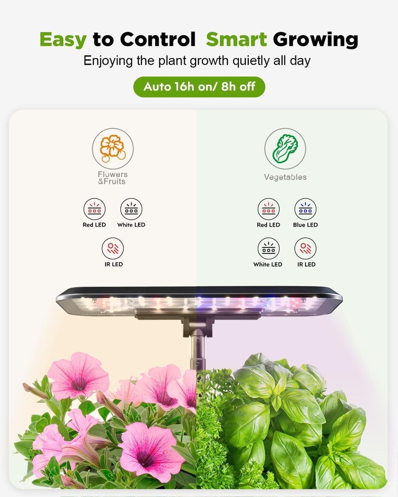 URUQ Hydroponics Growing System Garden: 8 Pods Indoor Herb Garden with Grow Light Plants Germination Kit Quiet Automatic Hydroponic Height Adjustable - Gardening Gifts for Women Kitchen - Image 4