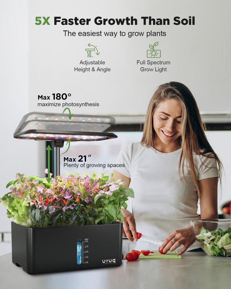 URUQ Hydroponics Growing System Garden: 8 Pods Indoor Herb Garden with Grow Light Plants Germination Kit Quiet Automatic Hydroponic Height Adjustable - Gardening Gifts for Women Kitchen - Image 2