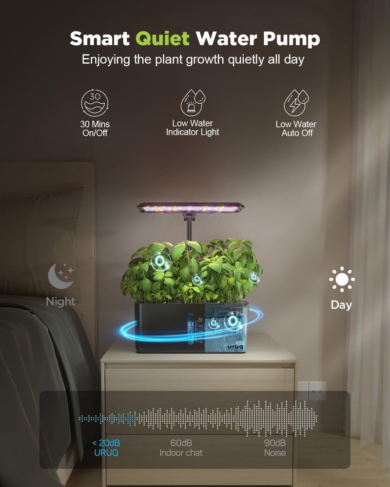 URUQ Hydroponics Growing System Garden: 8 Pods Indoor Herb Garden with Grow Light Plants Germination Kit Quiet Automatic Hydroponic Height Adjustable - Gardening Gifts for Women Kitchen - Image 3