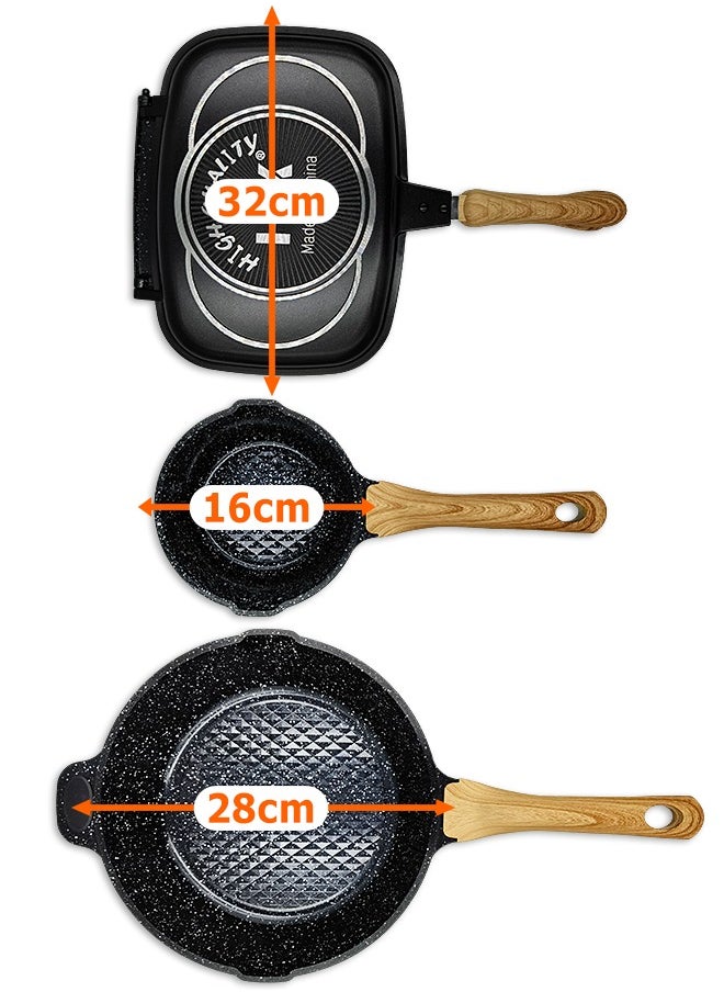 HK - Non-stick Coating Cookware Set - Granite Coating - Cast Aluminum Pots and Pans Set - Casserole, Stockpot, Deep Frying Pan with Lid - Image 1