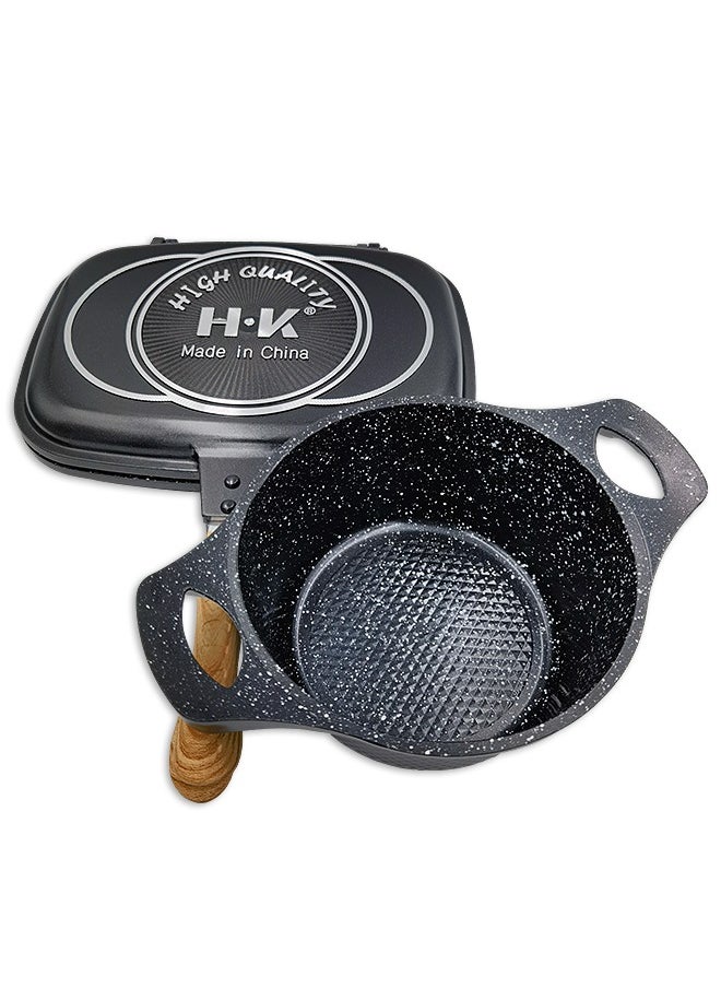 HK - Non-stick Coating Cookware Set - Granite Coating - Cast Aluminum Pots and Pans Set - Casserole, Stockpot, Deep Frying Pan with Lid - Image 1