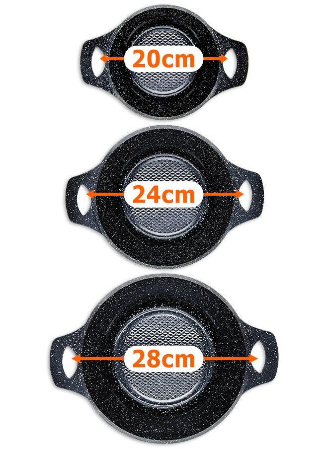 HK - Non-stick Coating Cookware Set - Granite Coating - Cast Aluminum Pots and Pans Set - Casserole, Stockpot, Deep Frying Pan with Lid - Image 1