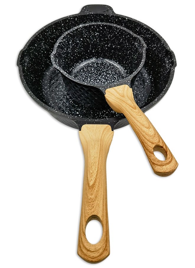 HK - Non-stick Coating Cookware Set - Granite Coating - Cast Aluminum Pots and Pans Set - Casserole, Stockpot, Deep Frying Pan with Lid - Image 1