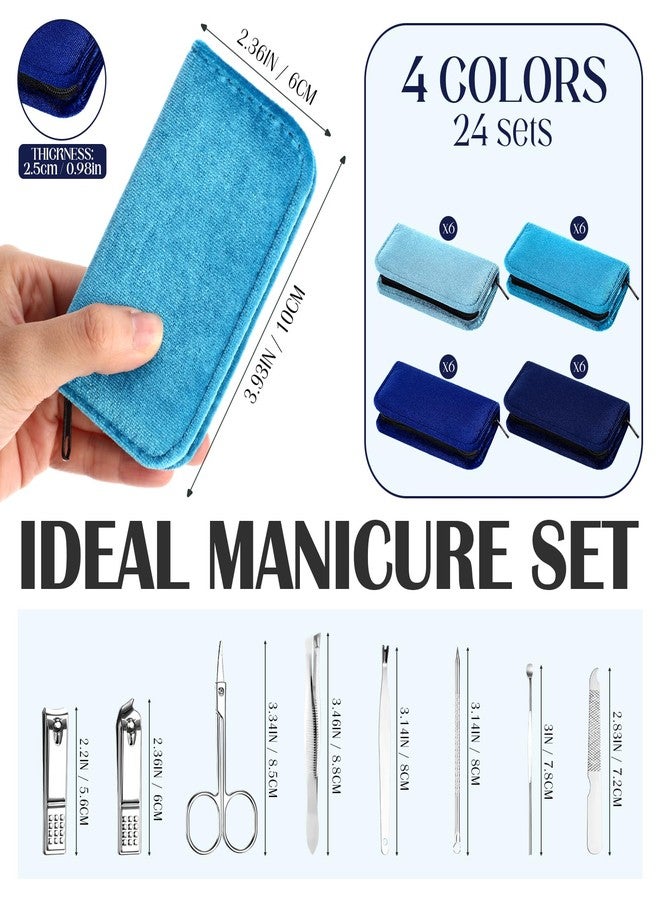 Coume 24 Sets Nail Kit Manicure Set with Zipper Nail Clippers Housekeeping Week Gifts Bulk 8 in 1 Nails Care Tools with Luxurious Travel Case Men Women Corporate Coworker Staff Squad(Blue Series) - Image 2