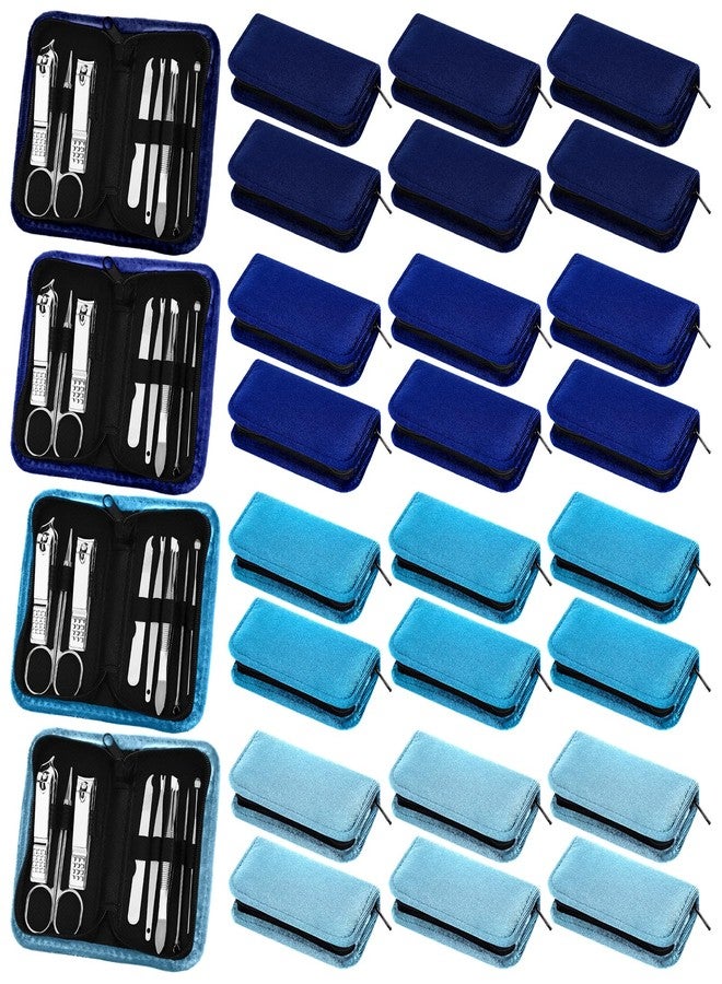 Coume 24 Sets Nail Kit Manicure Set with Zipper Nail Clippers Housekeeping Week Gifts Bulk 8 in 1 Nails Care Tools with Luxurious Travel Case Men Women Corporate Coworker Staff Squad(Blue Series) - Image 1