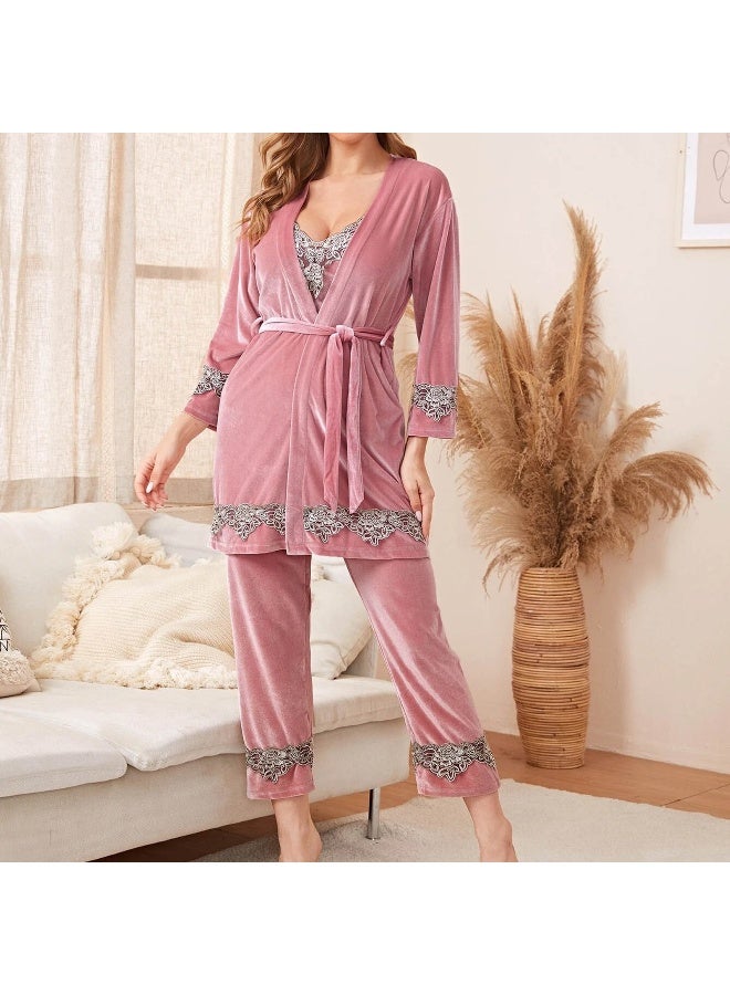 Bestselling Velvet Lingerie Pajama Set for Women - 4 Pieces - Image 4
