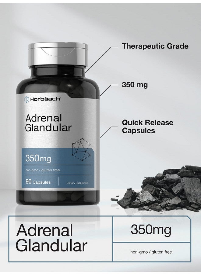 Horbäach Raw Adrenal Glandular | 350 mg | 90 Capsules | Non-GMO, Gluten Free Supplement - Image 3