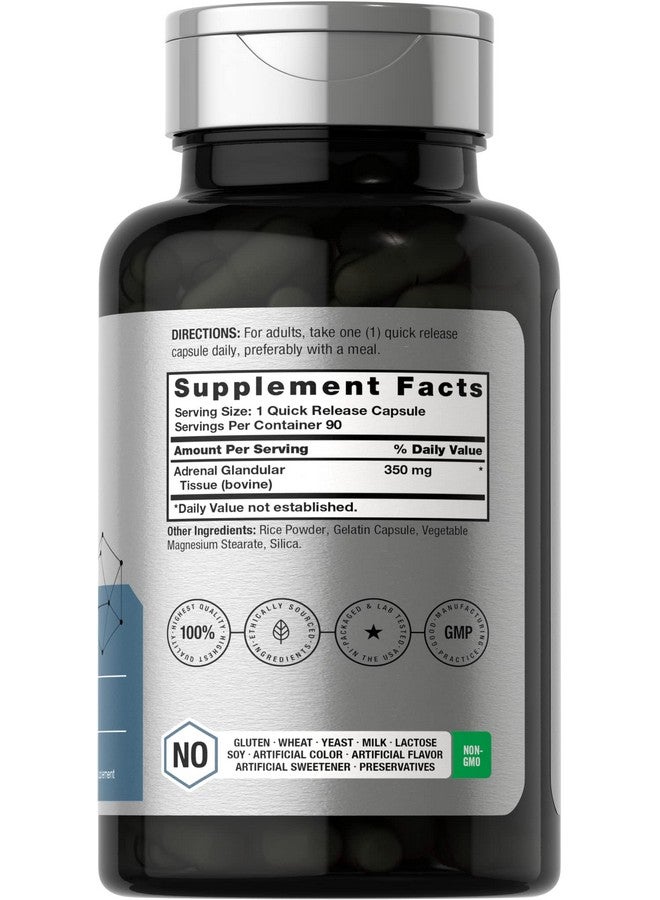 Horbäach Raw Adrenal Glandular | 350 mg | 90 Capsules | Non-GMO, Gluten Free Supplement - Image 2