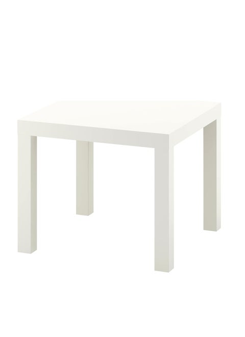 White square side table, square shape, wood