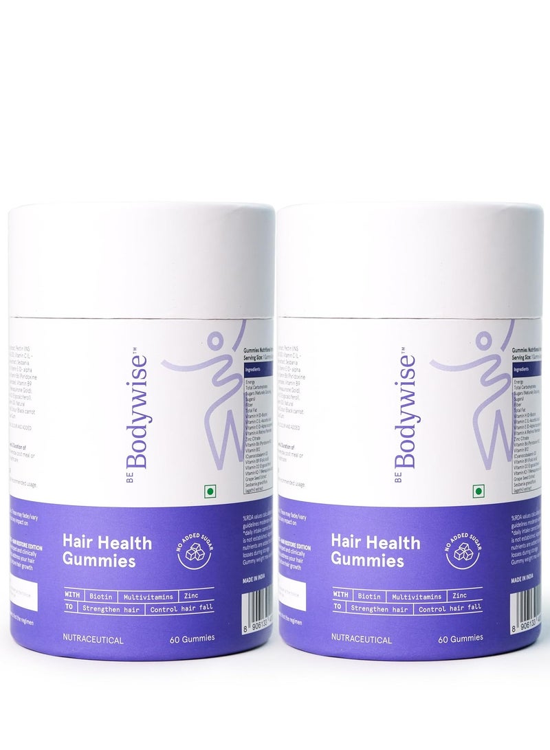 Be Bodywise Biotin Hair Gummies  For Stronger, Shinier Hair and Nails  120 Day Pack  Enriched With High Potency Biotin, Zinc, Folic Acid and Multivitamins Strawberry Flavored  No Added Sugar - Image 1