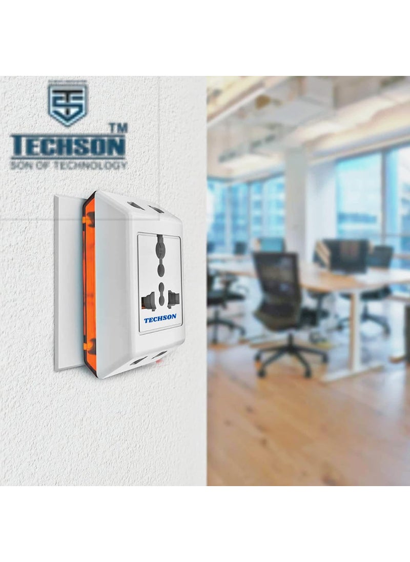 TECHSON TECHSON 6A 3 Pin Multi Plug Socket Travel Adapter with Universal Socket 3 Pin Multi Plug Extension SocketWhite and Red Pack of6  - Image 4