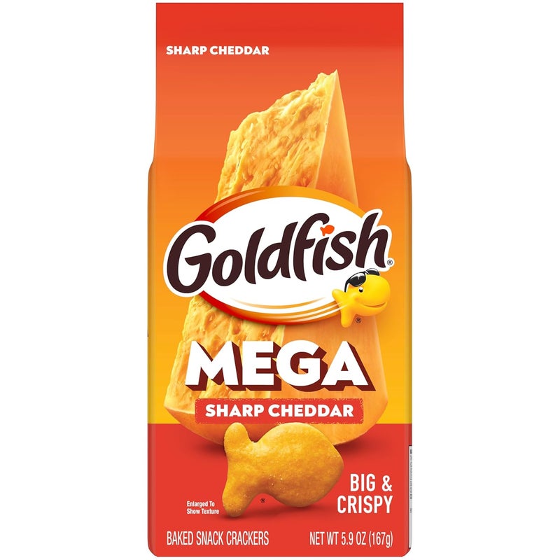 Goldfish Mega Bites Sharp Cheddar Cheese Crackers, 5.9 Oz Bag - Image 1