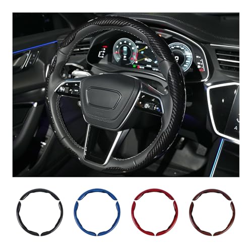 Hiseanllo Carbon Fiber Steering Wheel Cover 3PCS Set – Anti-Slip, Scratch-Resistant, Universal Fit for 14–16 Inch Wheels – Interior Car Accessories for Cars, SUVs, Trucks (Black) - Image 1