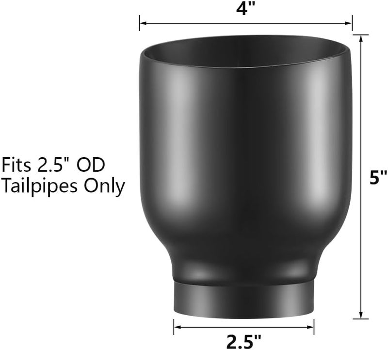 A-KARCK Double Wall Exhaust Tips Black Chrome 2.5" Inlet, 4" Outlet, 5" Long - Image 3