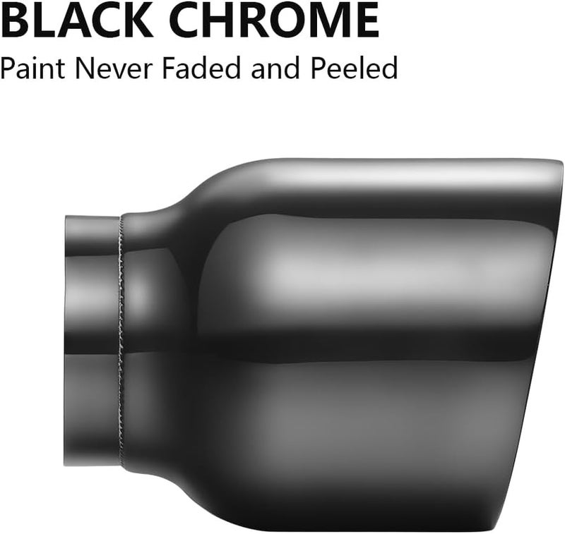 A-KARCK Double Wall Exhaust Tips Black Chrome 2.5" Inlet, 4" Outlet, 5" Long - Image 4