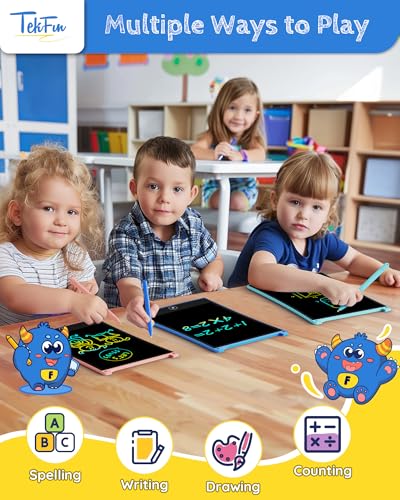 TEKFUN 85in 2 Pack LCD Writing Tablet for Kids Coloring Doodle Board Magic Drawing Pad for Kids with AntiLost Stylus Car Trip Educational Toys Birthday Gift for 3 4 5 6 7 Kids Girls Boys Toddlers - Image 5