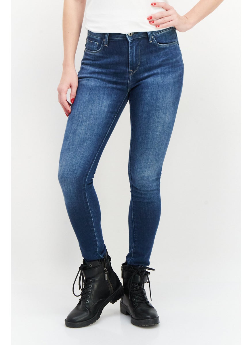 Pepe Jeans Women Skinny Fit High Waist Wash Stretchable Denim, Navy  - Image 1