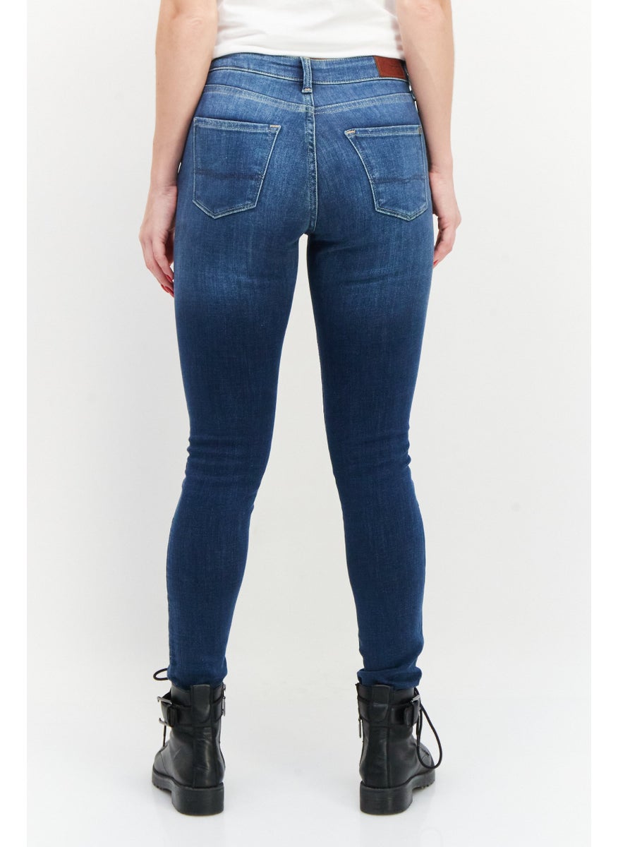 Pepe Jeans Women Skinny Fit High Waist Wash Stretchable Denim, Navy  - Image 4