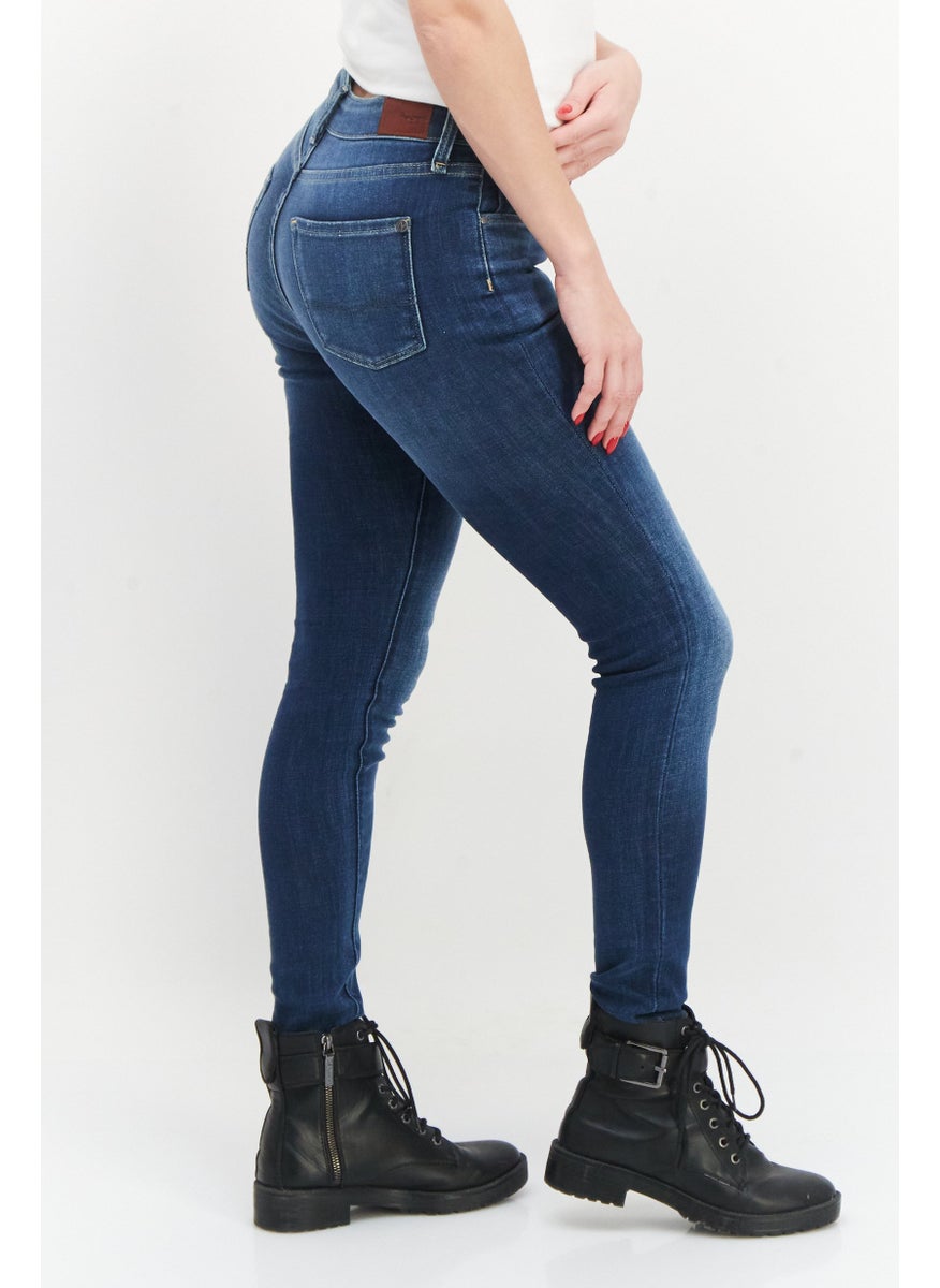 Pepe Jeans Women Skinny Fit High Waist Wash Stretchable Denim, Navy  - Image 3