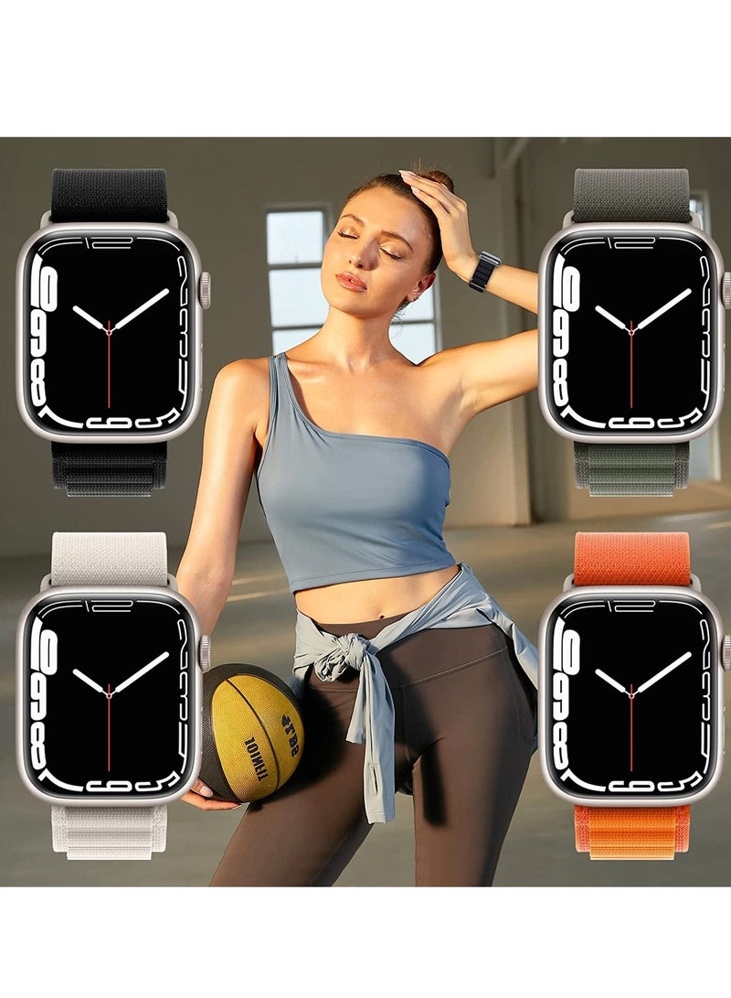 4 Pack Alpine Loop Nylon Band Compatible with Apple Watch Band 42mm 44mm 45mm 49mm Women Men,Adjustable Metal G-Hook Strap for iWatch Ultra Series SE 8/7/6/5/4/3/2/1 - Image 4