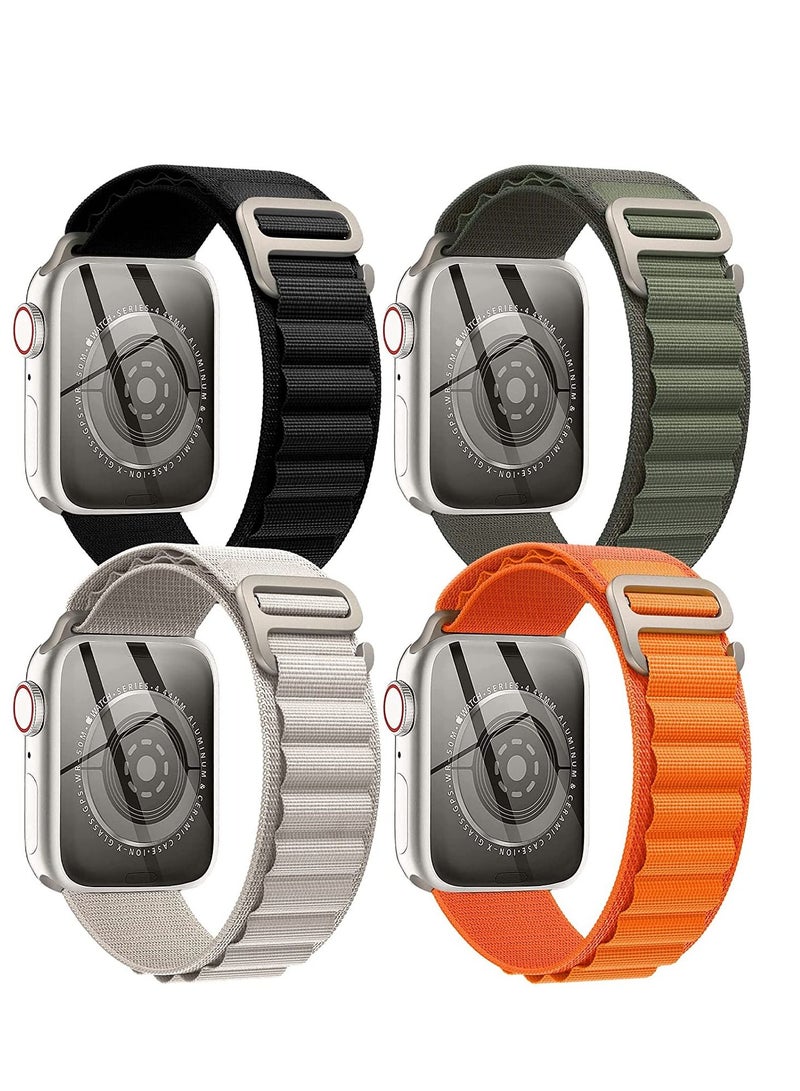 4 Pack Alpine Loop Nylon Band Compatible with Apple Watch Band 42mm 44mm 45mm 49mm Women Men,Adjustable Metal G-Hook Strap for iWatch Ultra Series SE 8/7/6/5/4/3/2/1 - Image 1