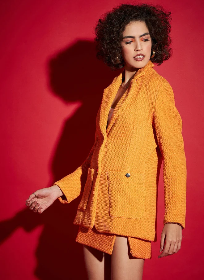 SASSAFRAS Orange Cotton Blazer for Women