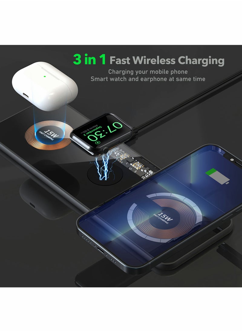 Excefore - 3 in 1 Wireless Charger,Transparent Magnetic Charging Station,Fast Wireless Charging Pad for iPhone 14/13/12/Pro/Max/SE,AirPods Pro,for iWatch,for Samsung Galaxy Phones(Adapter Included) - Image 1