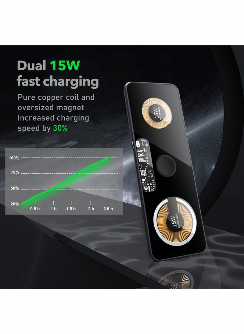 Excefore - 3 in 1 Wireless Charger,Transparent Magnetic Charging Station,Fast Wireless Charging Pad for iPhone 14/13/12/Pro/Max/SE,AirPods Pro,for iWatch,for Samsung Galaxy Phones(Adapter Included) - Image 1