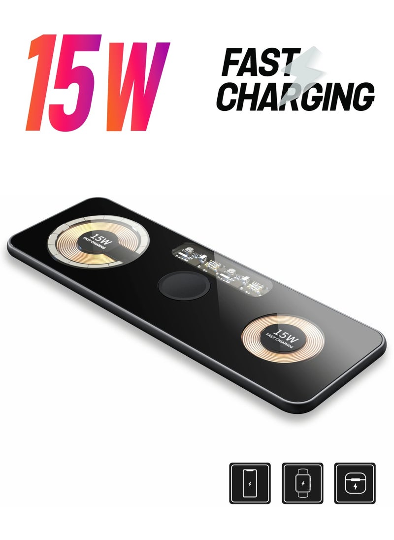 Excefore - 3 in 1 Wireless Charger,Transparent Magnetic Charging Station,Fast Wireless Charging Pad for iPhone 14/13/12/Pro/Max/SE,AirPods Pro,for iWatch,for Samsung Galaxy Phones(Adapter Included) - Image 1