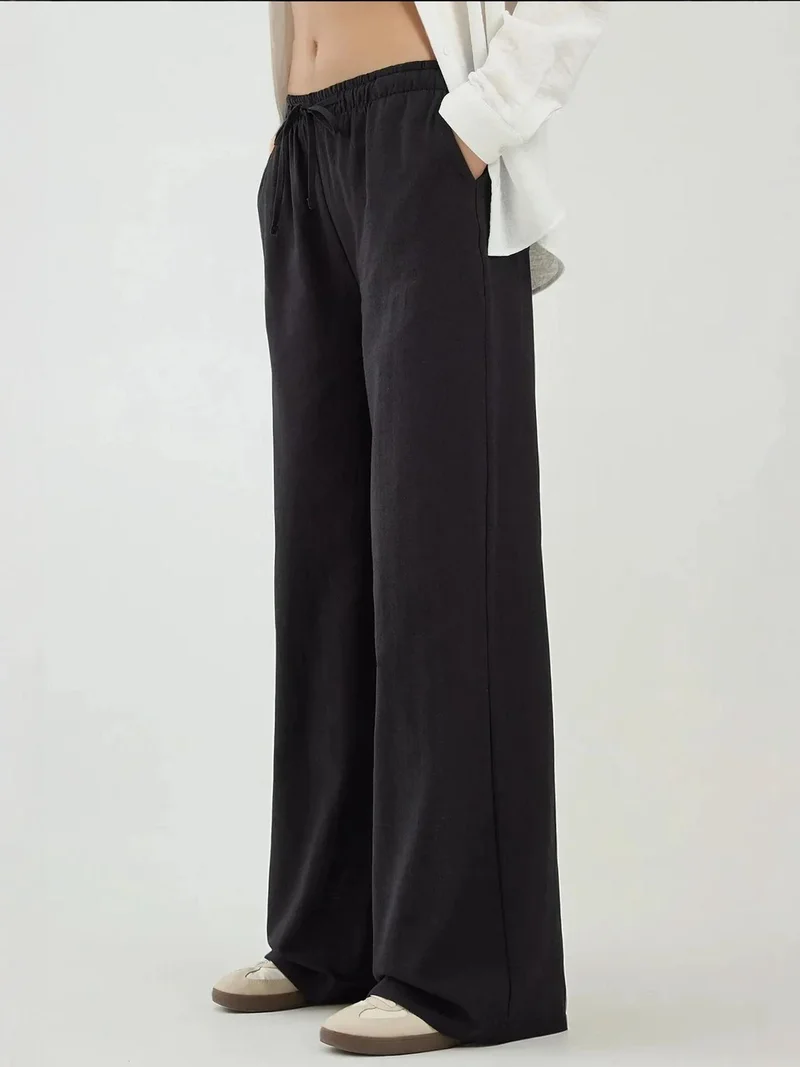 Hiccup Black Wide Leg Elastic Waist Pants for Women | Best Price UAE