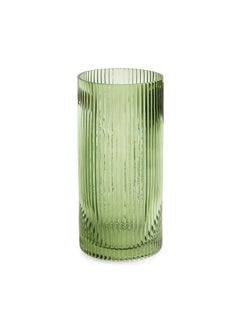 PURE HOME + LIVING Pure Home Living Green Ribbed Straight Glass Vase Medium  - Image 3