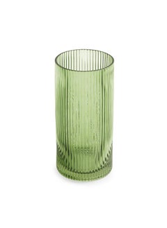 PURE HOME + LIVING Pure Home Living Green Ribbed Straight Glass Vase Medium  - Image 4