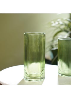 PURE HOME + LIVING Pure Home Living Green Ribbed Straight Glass Vase Medium  - Image 2