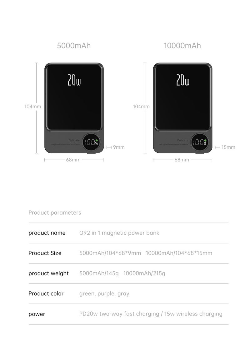 GULFLINK - 5000mAh Mag-Safe Fast Charging Power Bank Compatible for iPhone 12/13/14/15 Mini Plus Pro Max Black - Image 1