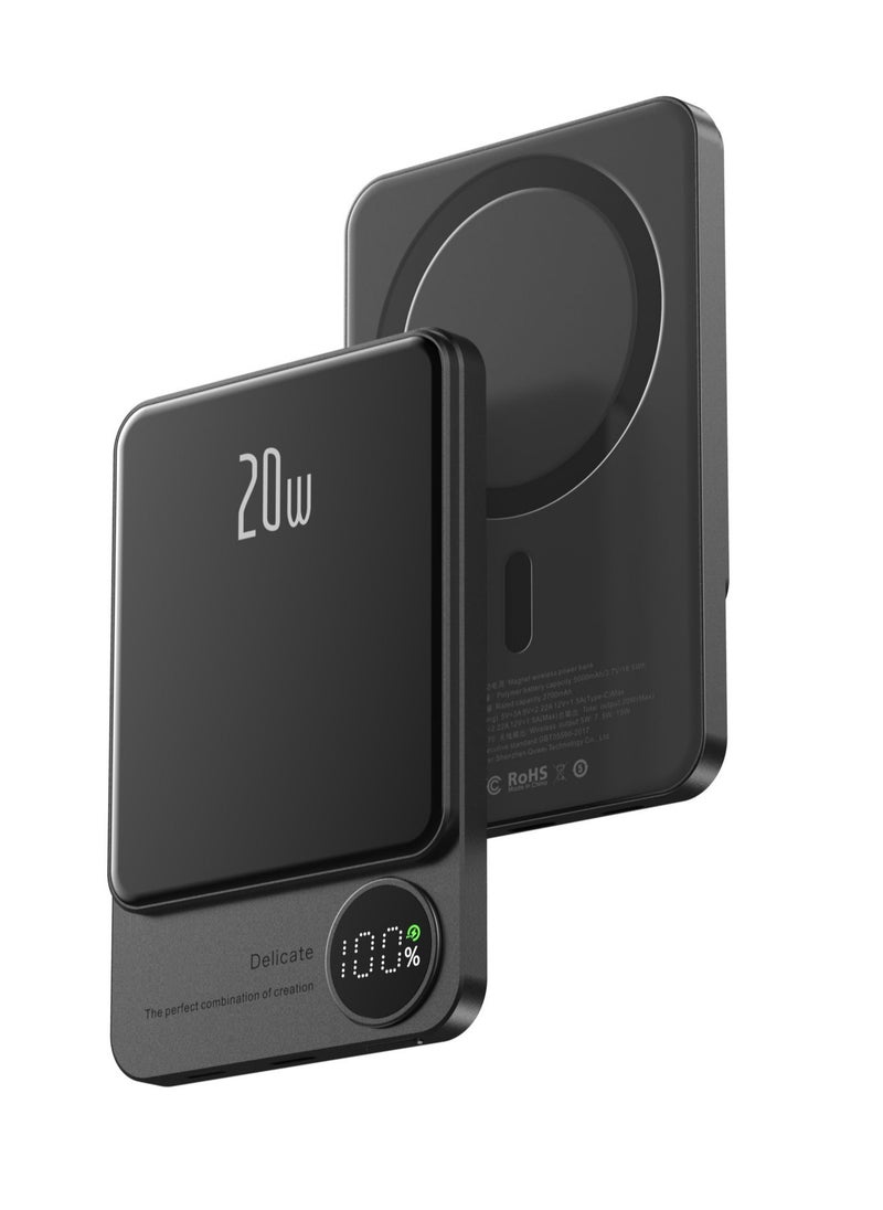 GULFLINK - 5000mAh Mag-Safe Fast Charging Power Bank Compatible for iPhone 12/13/14/15 Mini Plus Pro Max Black - Image 1