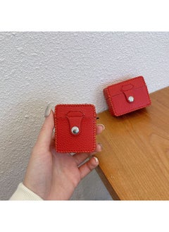 Suitable For AirPods 4 Headphone Case Cartoon All-inclusive Leather Case For Apple1/2 Generation Pro2 Bluetooth Protective Case One-piece Case-Color:One-piece Leather Case-solid Color Red-Model:Airpods 4 (protective Case)