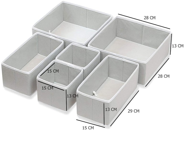 Styleys Non-Woven Foldable Storage Box Drawer Organizer For Innerwear, Clothing, Underwear, Bra, Socks, Tie, Etc. (Set Of 6 - Grey, S12014) - Image 5