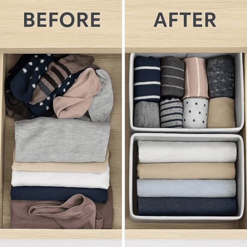 Styleys Non-Woven Foldable Storage Box Drawer Organizer For Innerwear, Clothing, Underwear, Bra, Socks, Tie, Etc. (Set Of 6 - Grey, S12014) - Image 2