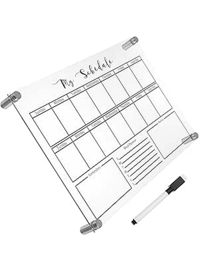 Mini Acrylic Dry Erase Board with 4 Push Pins and Marker for Weekly Planning Office Organization - Image 1