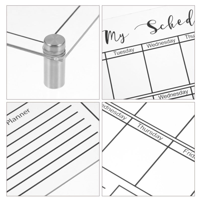 Mini Acrylic Dry Erase Board with 4 Push Pins and Marker for Weekly Planning Office Organization - Image 4