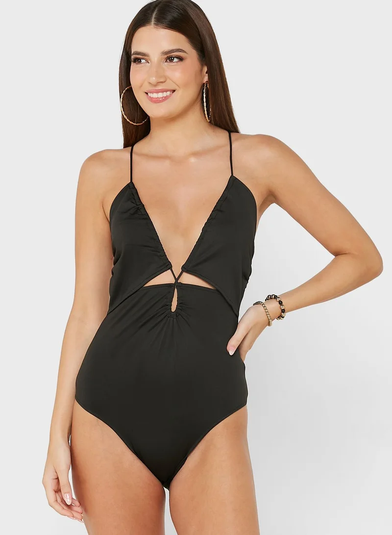 Coconut Cove Halter Neck Cut Out Swimsuit