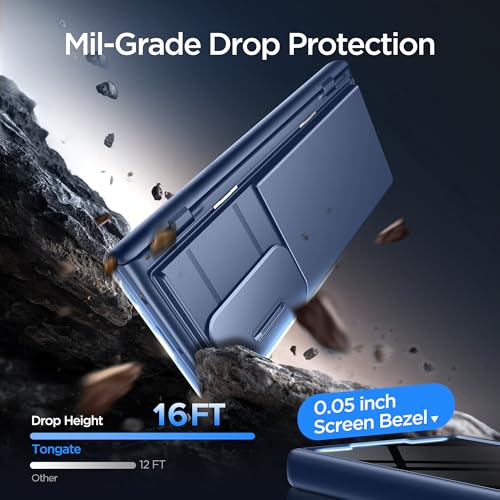 TONGATE Wallet for Z Fold 7 Case with Privacy Screen Protector, [4-Card Holder][Anti Spy] Built-in Large Stand & Slide Camera Cover Z7 Shockproof Phone Case for Samsung Galaxy Z Fold 7 2025 8", Blue - Image 5
