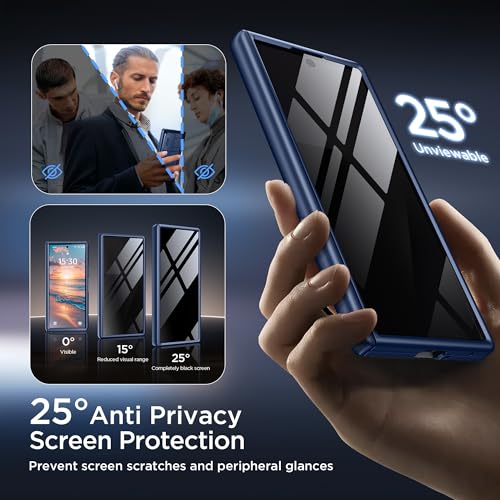 TONGATE Wallet for Z Fold 7 Case with Privacy Screen Protector, [4-Card Holder][Anti Spy] Built-in Large Stand & Slide Camera Cover Z7 Shockproof Phone Case for Samsung Galaxy Z Fold 7 2025 8", Blue - Image 3