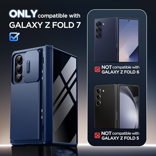 TONGATE Wallet for Z Fold 7 Case with Privacy Screen Protector, [4-Card Holder][Anti Spy] Built-in Large Stand & Slide Camera Cover Z7 Shockproof Phone Case for Samsung Galaxy Z Fold 7 2025 8", Blue - Image 2
